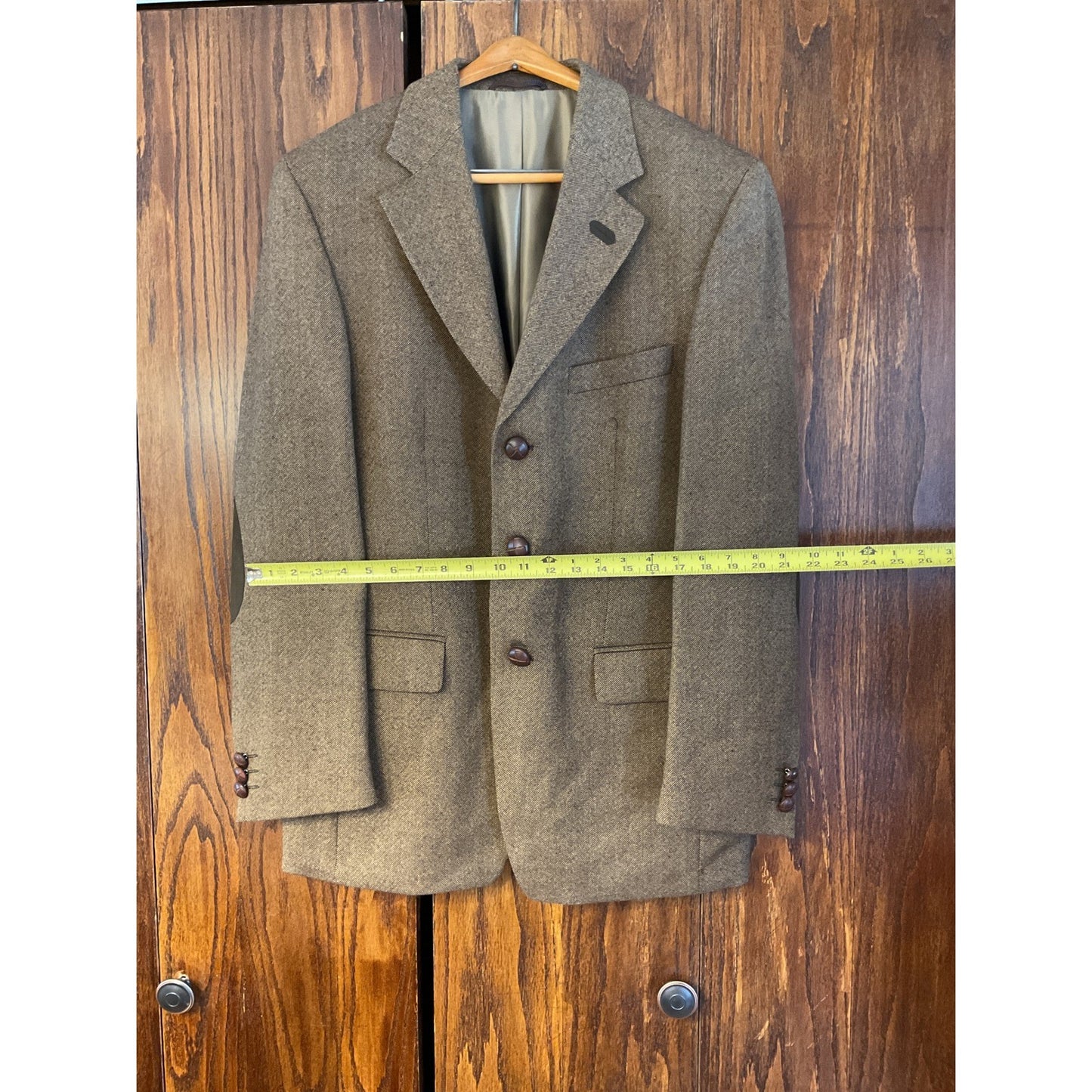Olive Steinbock Wool Taupe Blazer with Suede Elbow Patches