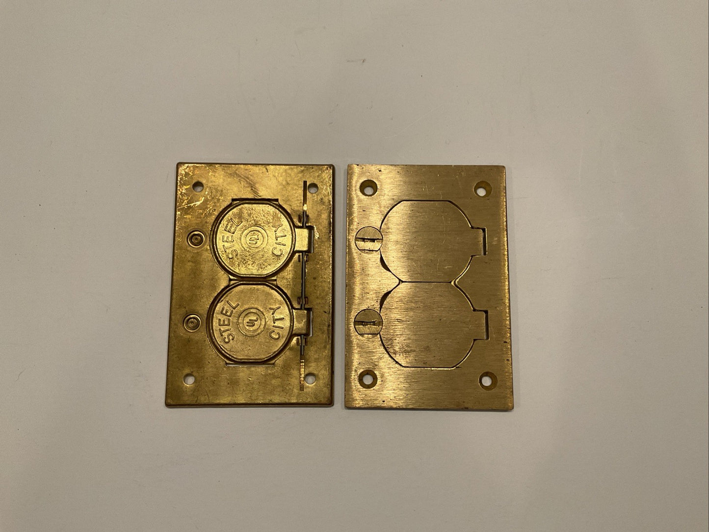Qty-2 Steel City Duplex Receptacle Cover Plate Brass Covers 3" x 4-1/2" P 64 DS