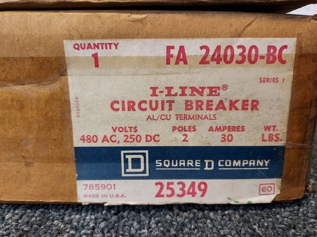 *NEW* QTY 2 - Square D FA 24030-BC 30 A 480V 2P Molded Case Circuit Breaker