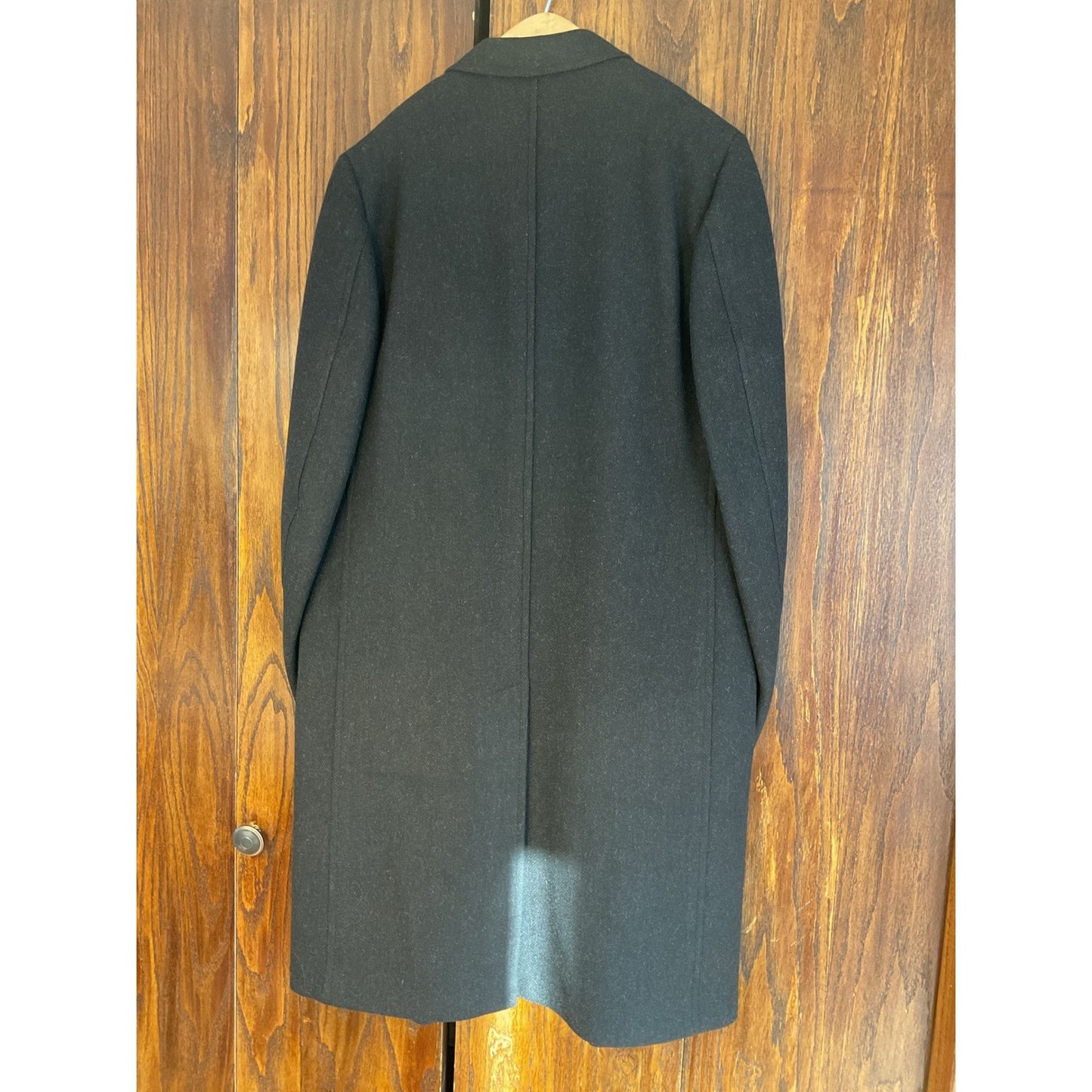 Black Tailored Wool ACWA Long Formal Button Up Outerwear Coat