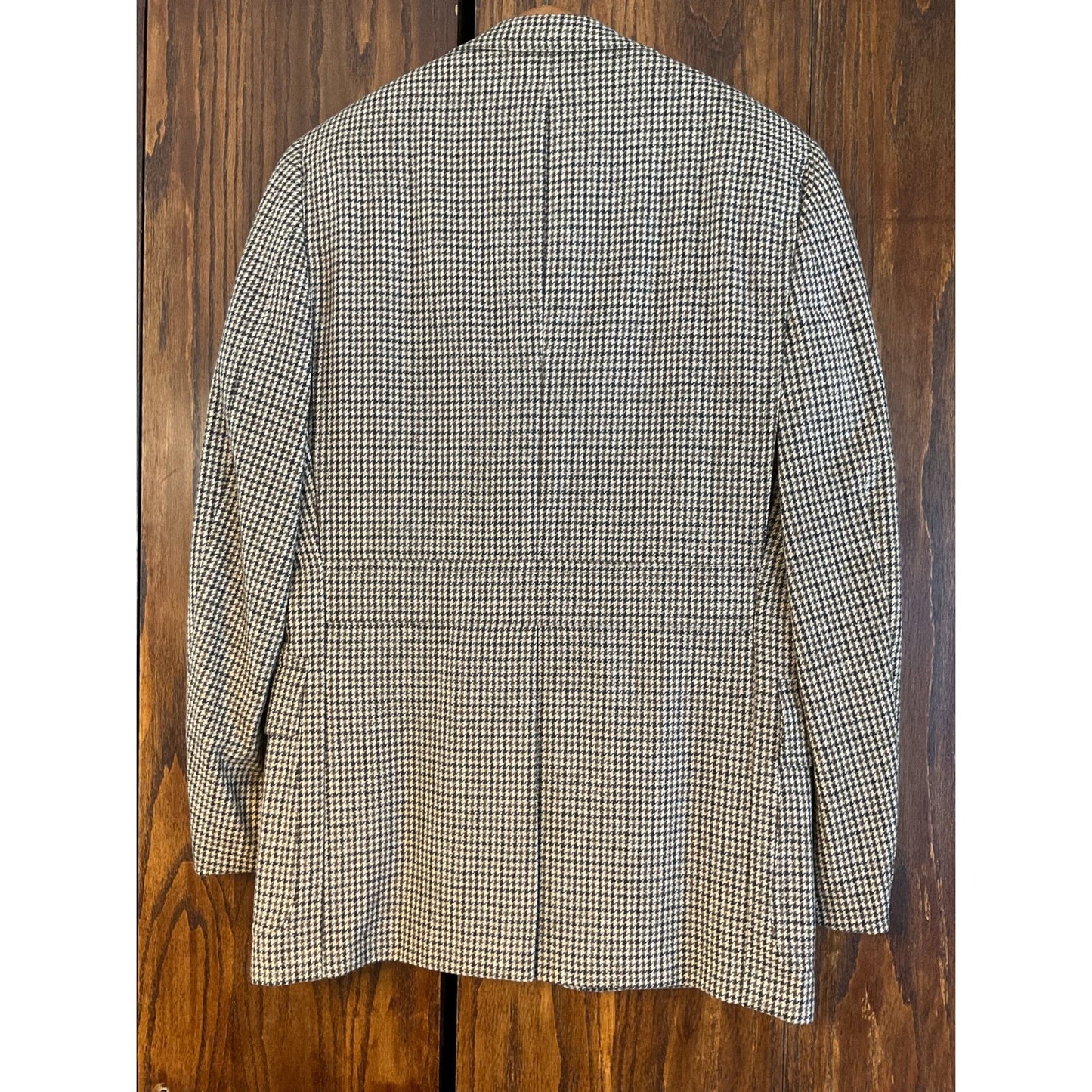 Brown and Tan Pure Virgin Wool Blazer with Shoulder Pads
