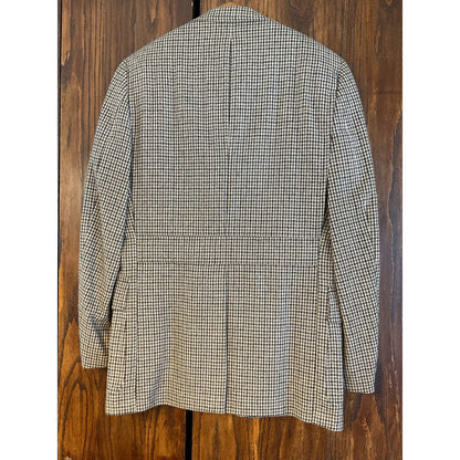 Brown and Tan Pure Virgin Wool Blazer with Shoulder Pads