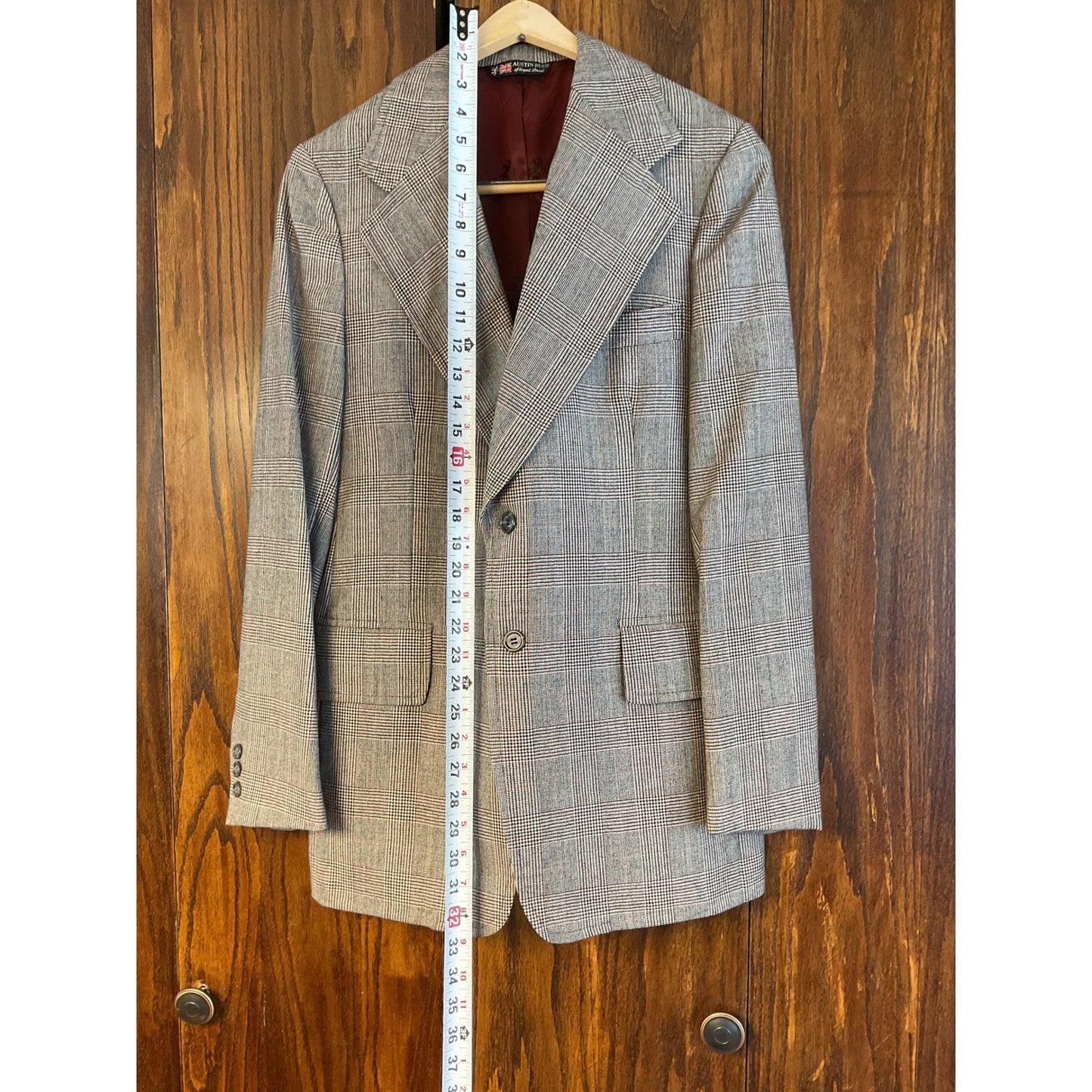 Black and Maroon Plaid Austin Reed of Regent Street Wool Suit
