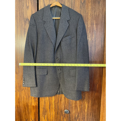 Dark Brown Herringbone Wool Blazer
