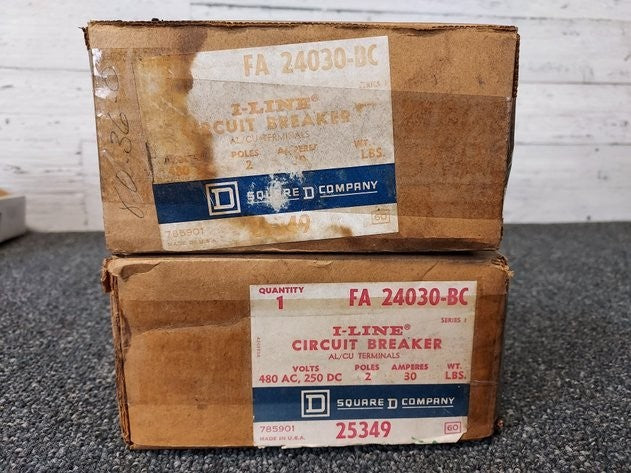 *NEW* QTY 2 - Square D FA 24030-BC  30 A 480V 2P Molded Case Circuit Breaker