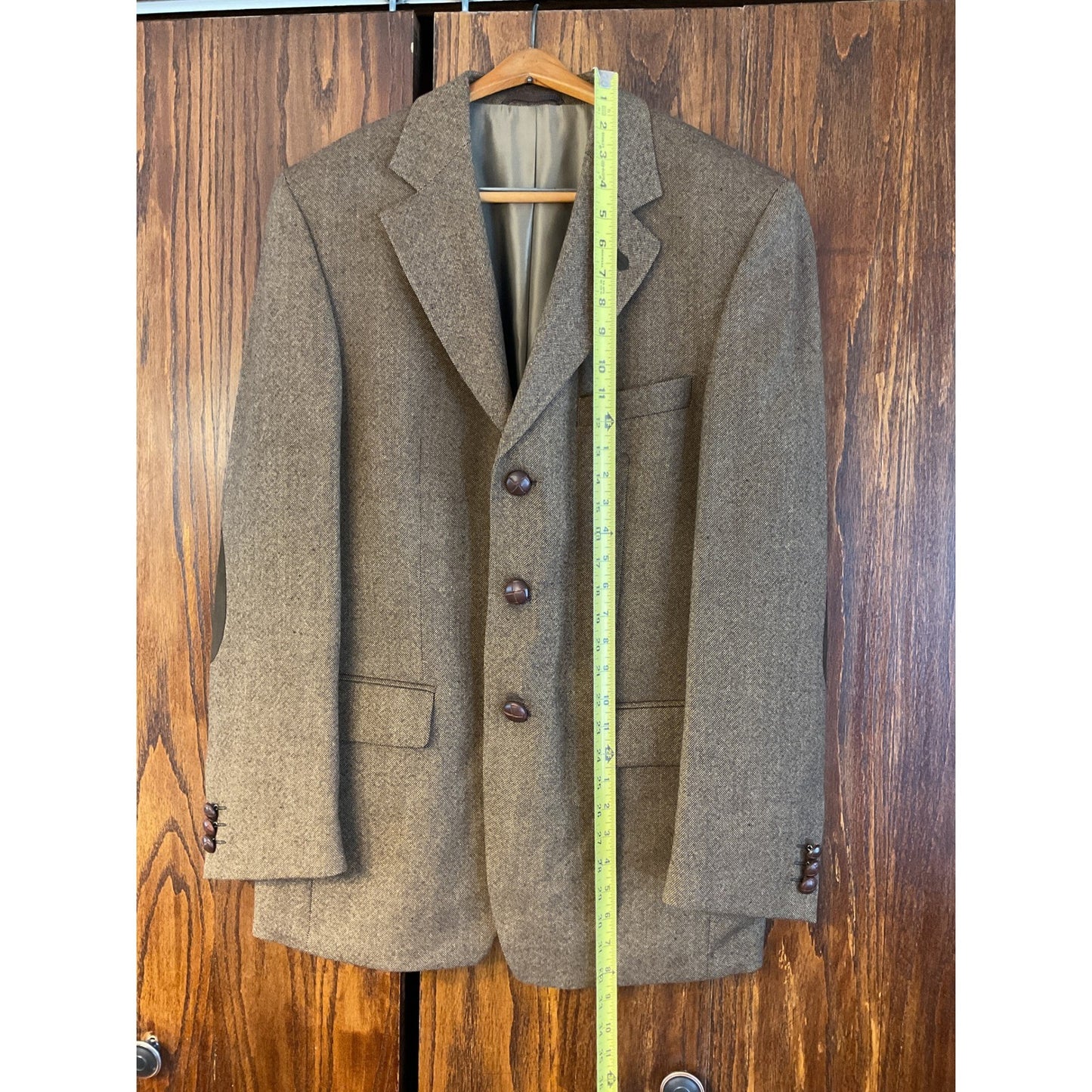 Olive Steinbock Wool Taupe Blazer with Suede Elbow Patches