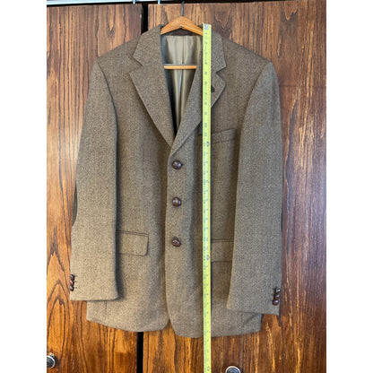 Olive Steinbock Wool Taupe Blazer with Suede Elbow Patches
