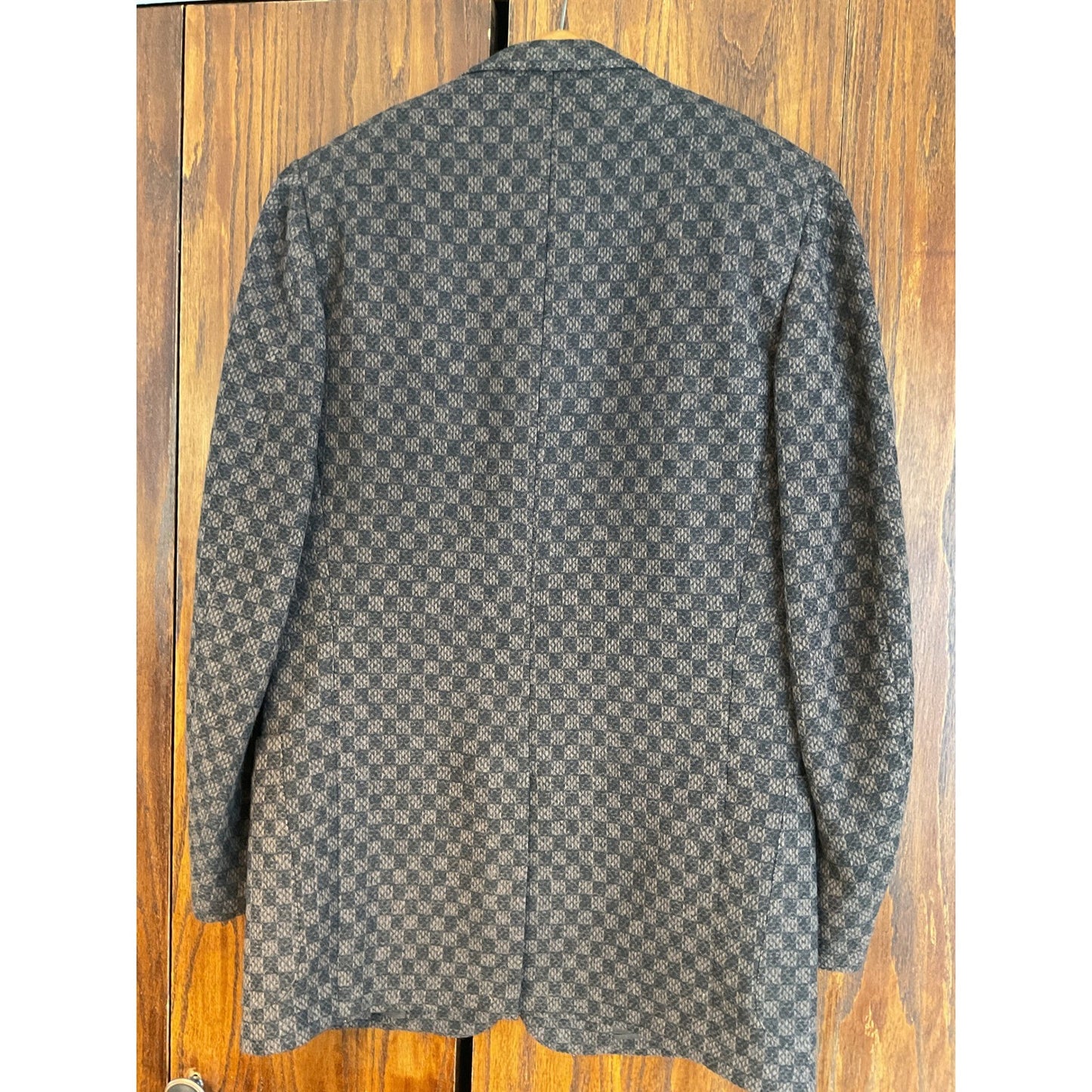 Brown Checkered Outdoor Wool Coat Size 40 Long