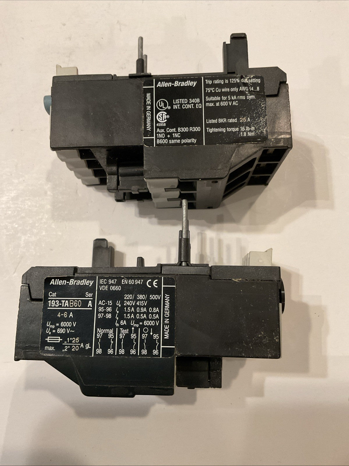 QTY 4 Allen Bradley 193-TAB60 Thermal Overload Relay 4-6a