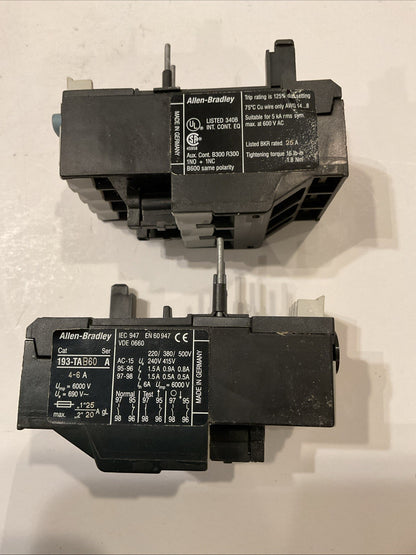 QTY 4 Allen Bradley 193-TAB60 Thermal Overload Relay 4-6a