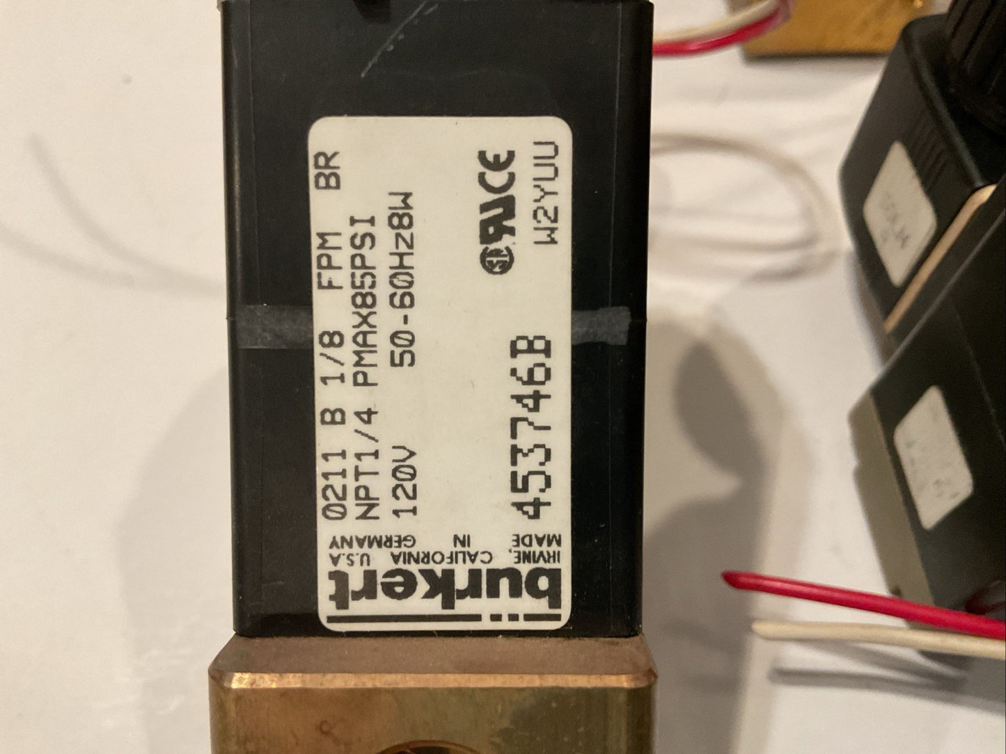 QTY 8 BURKERT  #TYPE 0211B  SOLENOID VALVE (120V 50/60 Hz) 85 PSI MAX. 1/4” NPT