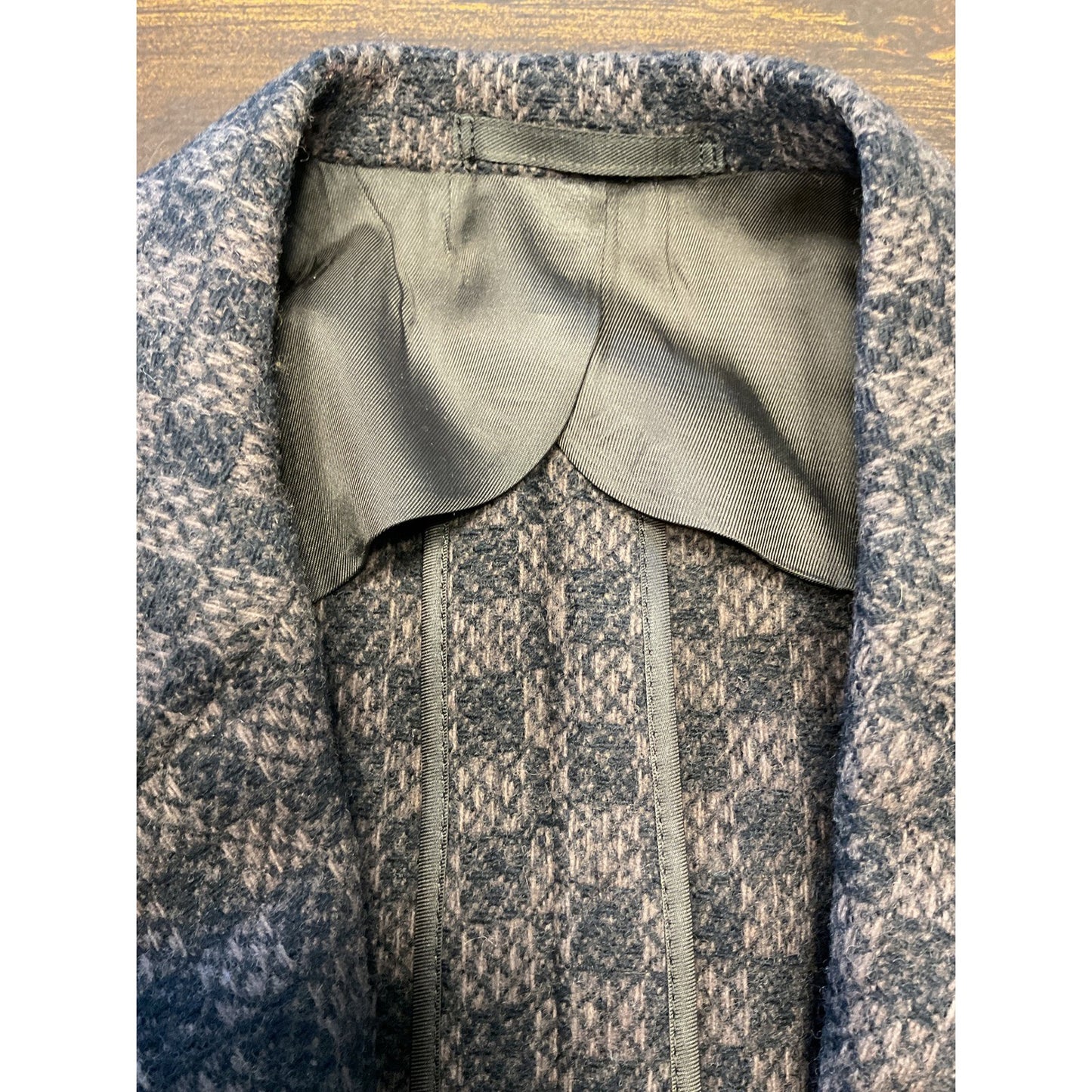 Brown Checkered Outdoor Wool Coat Size 40 Long