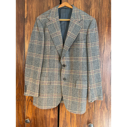 Gray, Yellow, and Orange Glen Plaid Wool Sport Coat