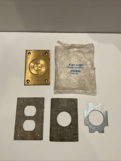 P-64 3/4X2 Steel City Receptacle Cover Plate Brass Alloy Steel 3" x 4-1/2"