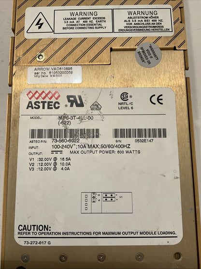 ASTEC #MPS6-3T-4LL-00(-622), 73-560-6022  POWER SUPPLY (100-240VAC) (600Watts)