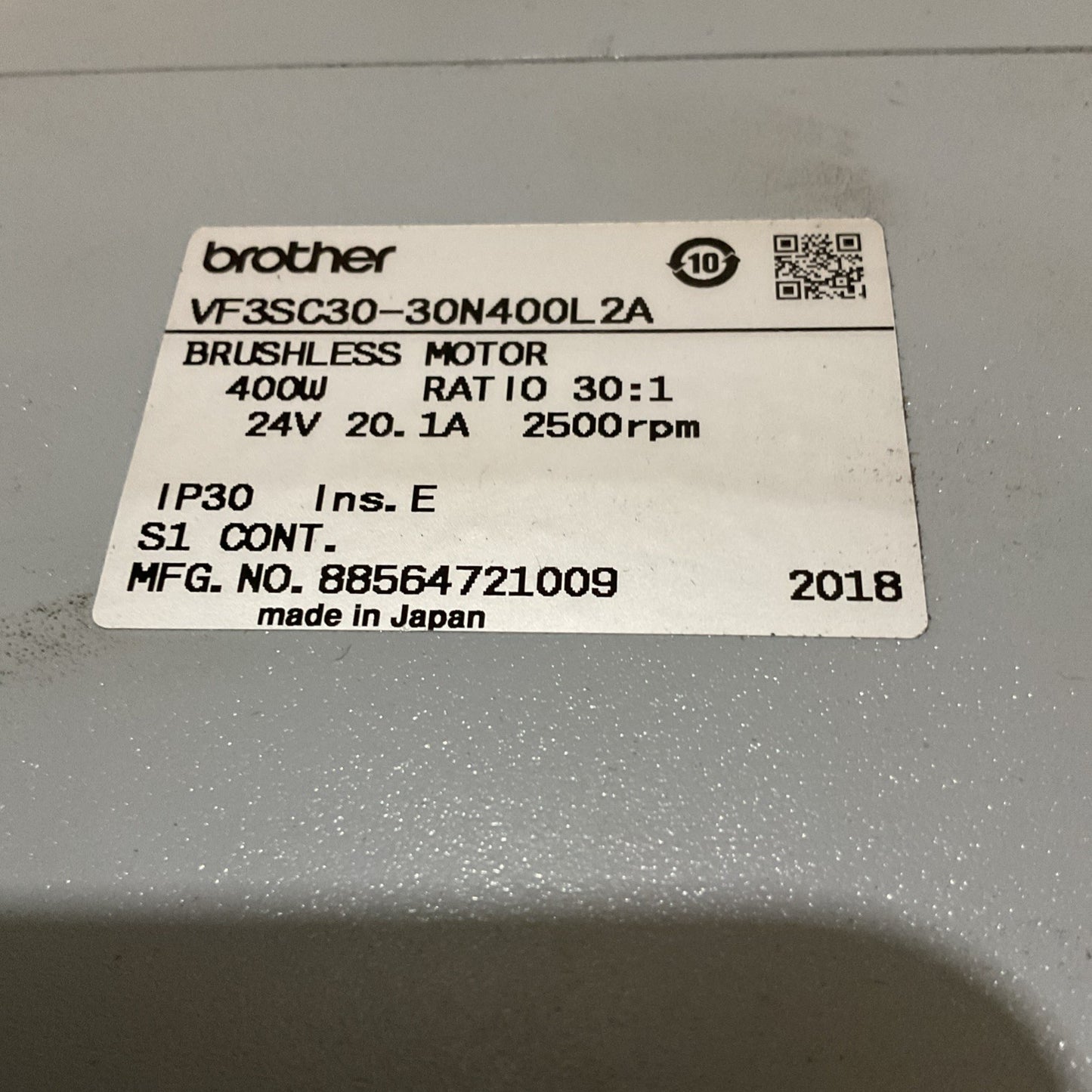 Brother Brushless DC Gearmotor VF3SC30-30N400L2A 88564721009 24DC, 2,500RPM 400W