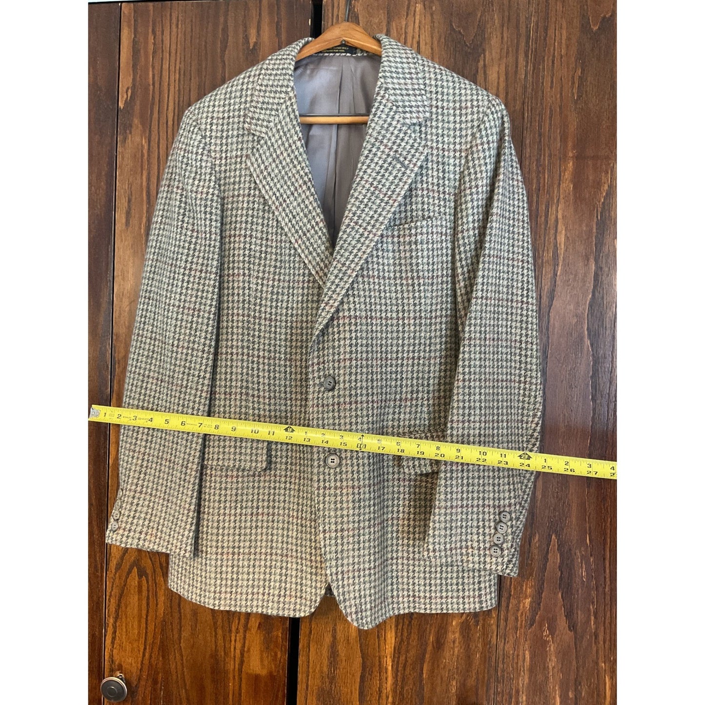 100% Pure Wool Brown, Green, and Red Plaid Sport Coat
