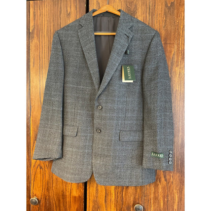 New With Tags Ralph Lauren, Pure Wool Blue and Black Plaid Blazer