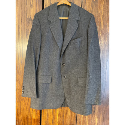 Dark Brown Herringbone Wool Blazer
