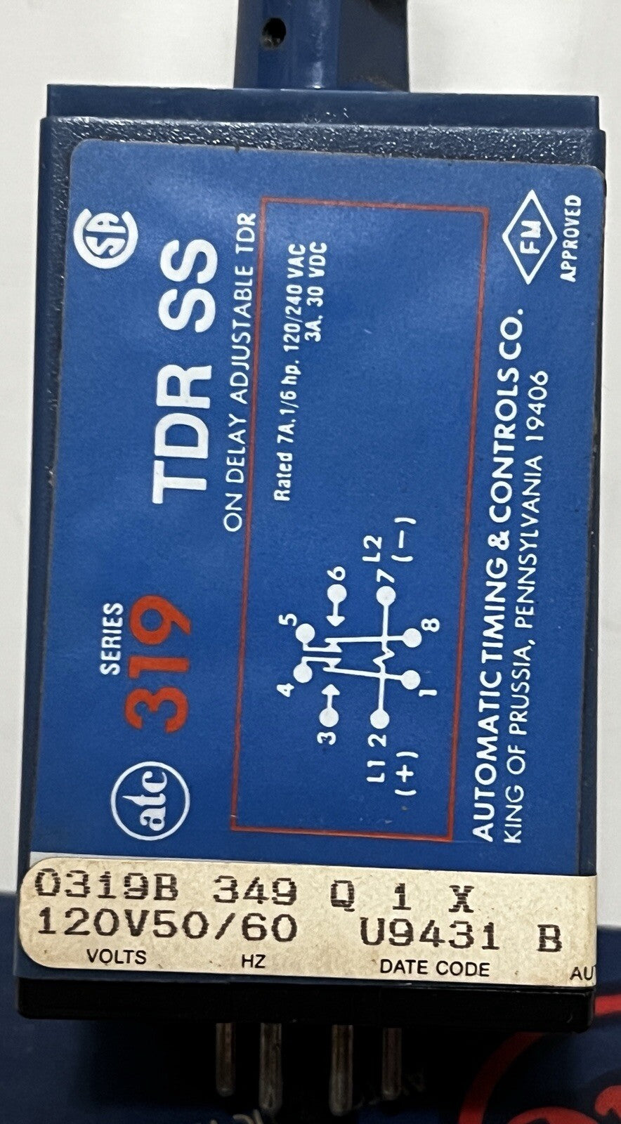 MARSH BELLOFRAM ATC 0319B-349-Q-1-X / 0319B349Q1X Time Delay Relay