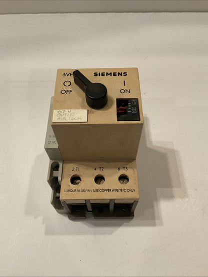 Siemens Manual Motor Starter 3VE3 000-2HA00 with a 3VE9 301-1AA00