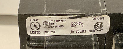 Used EATON QBHW2060 CIRCUIT BREAKER 60 AMP 2 POLE - 22,000 amps @ 240V