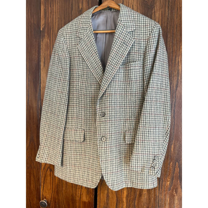 100% Pure Wool Brown, Green, and Red Plaid Sport Coat