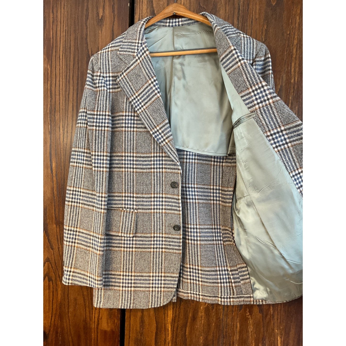 Tan and Blue Plaid Blazer