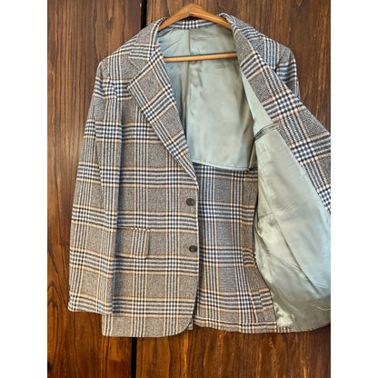 Tan and Blue Plaid Blazer