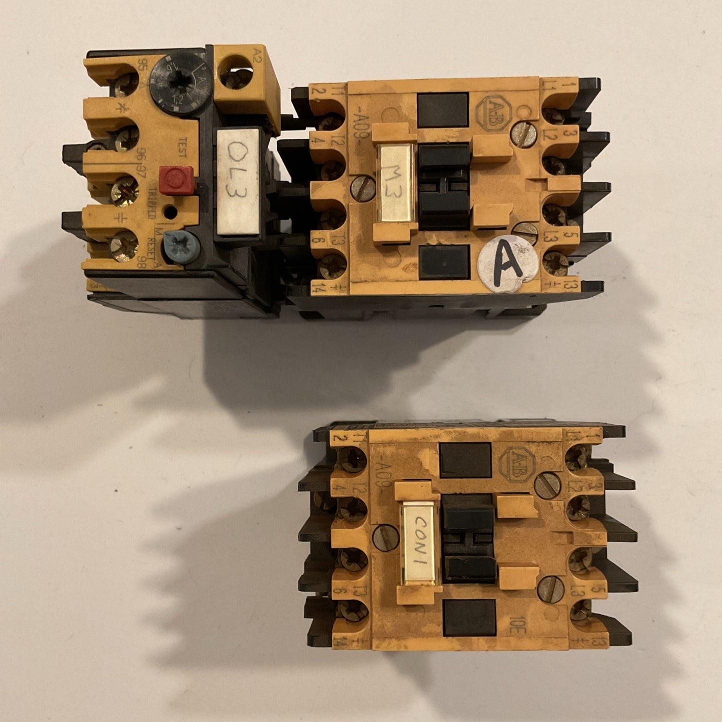 (2)Allen-Bradley 100-A09ND3 Contactor B & 193-BSB30 Overload Relay, Series B