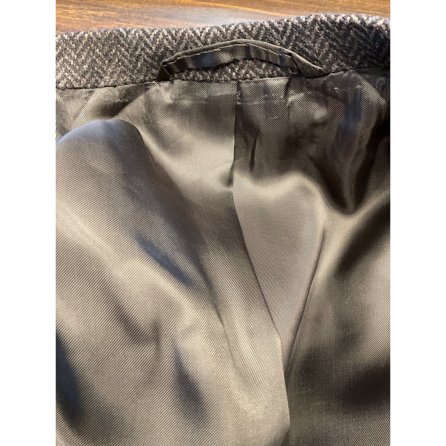 Dark Brown Herringbone Wool Blazer