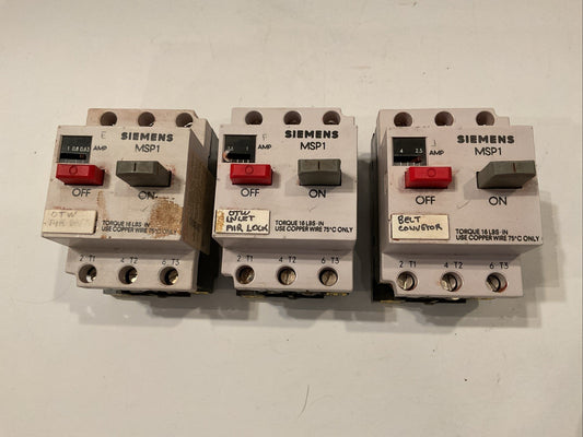 This is a Lot of 3 Siemens  MSP1 - They are MSP10E, MSP10F & a MSP10J