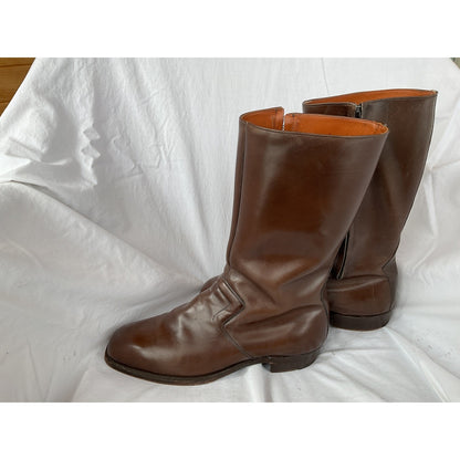 Vintage Young Quinlan Co. Brown Leather Riding Boots Zip Up Size 10 Calf Height