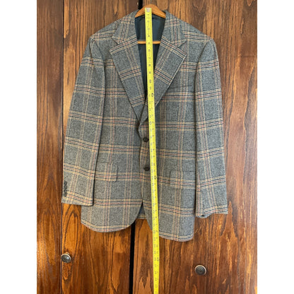 Gray, Yellow, and Orange Glen Plaid Wool Sport Coat