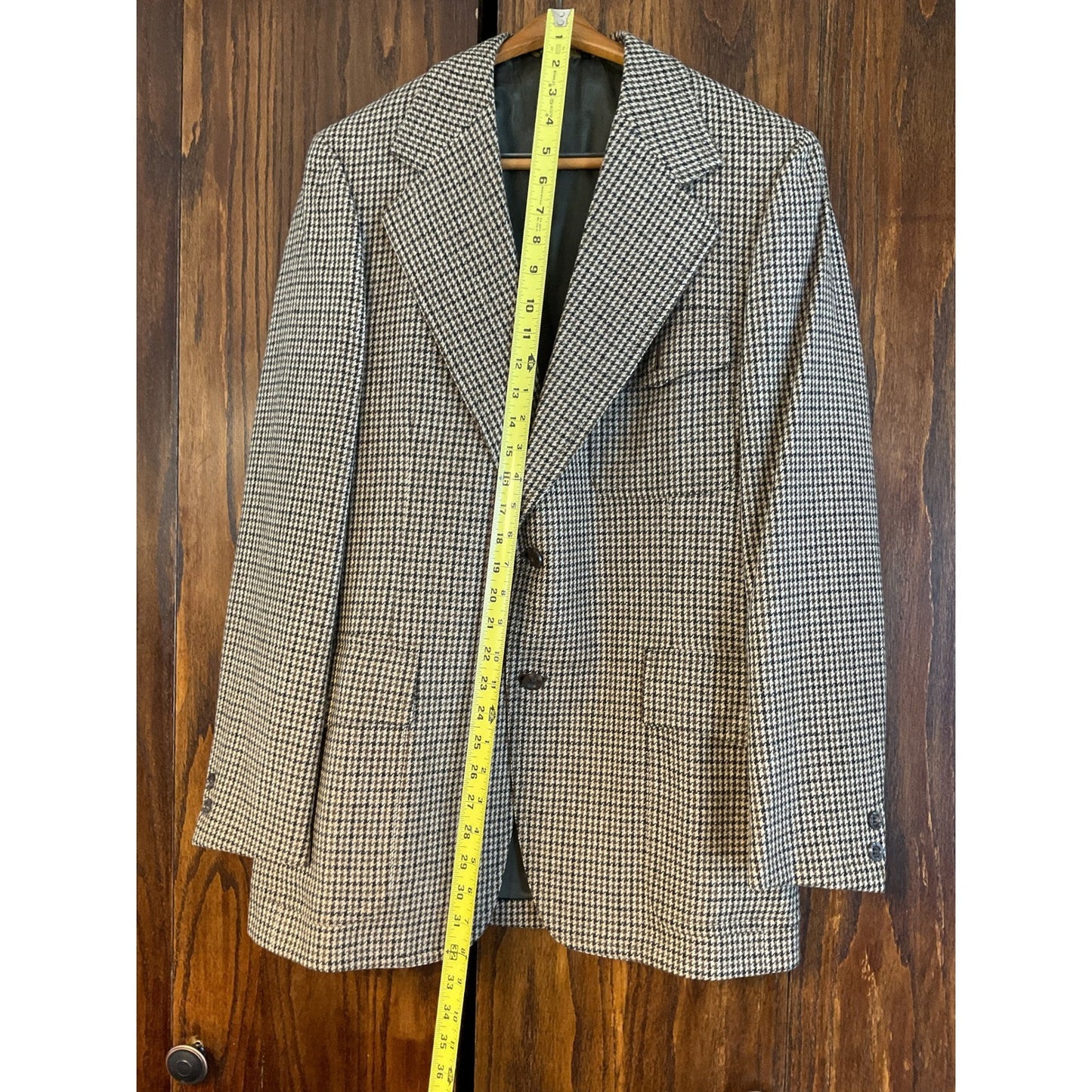 Brown and Tan Pure Virgin Wool Blazer with Shoulder Pads