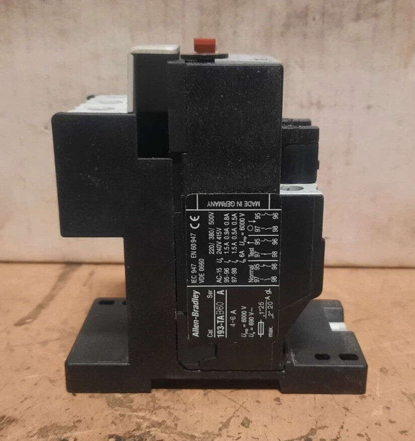 Qty 9 ALLEN BRADLEY  Cat# 193-TAB60 Ser. A  OVERLOAD RELAY (4-6A)