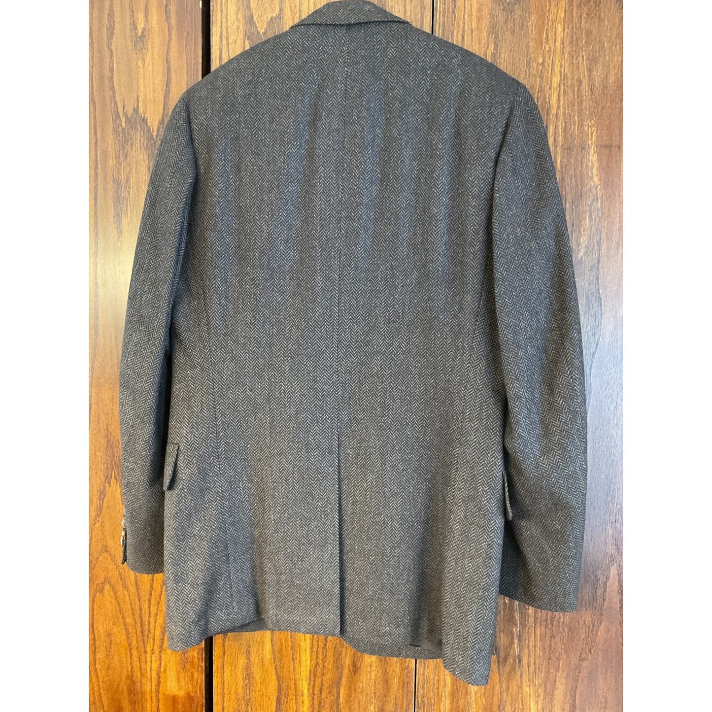 Dark Brown Herringbone Wool Blazer