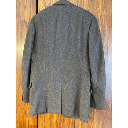 Dark Brown Herringbone Wool Blazer