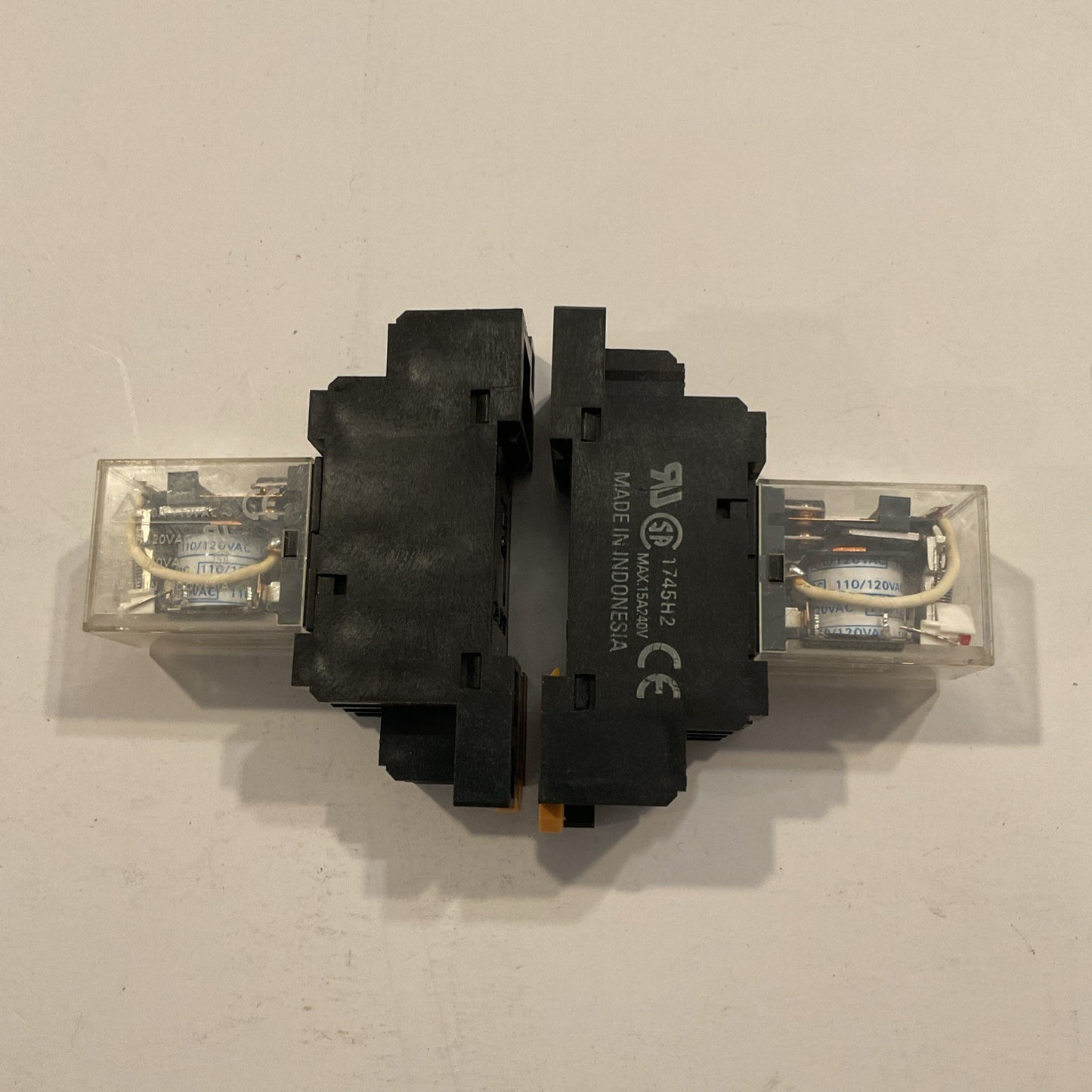 Qty 2 - Omron LY2N 110/12VAC Plug-In Relay 12A 1/2 HP 120VAC with 1745H2 Base