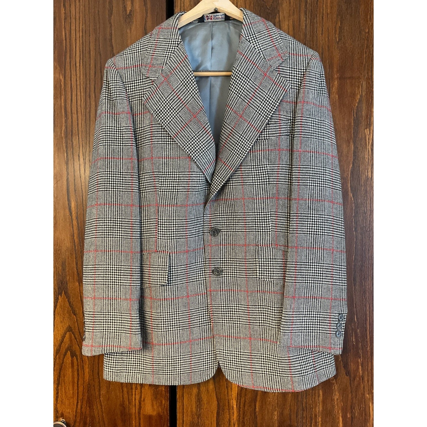 Red and Houndstooth Plaid Wool Suit Set