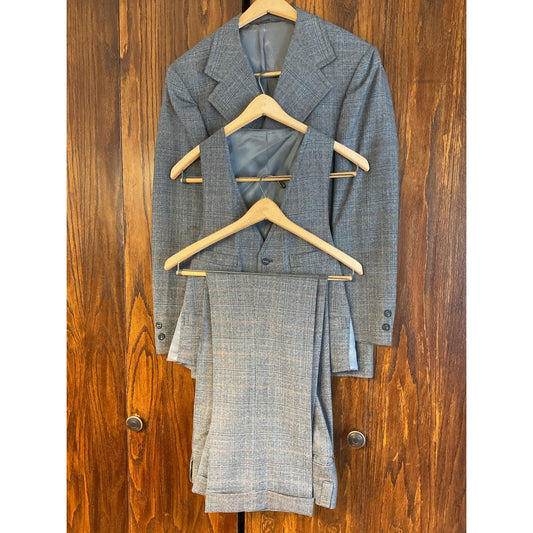 3 pc -100% Pure Wool Plaid Suit