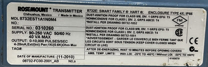 Rosemount 8711TSA030U1N0 Magnetic Flowtube & 8732EST1A1N0M4 HART Transmitter