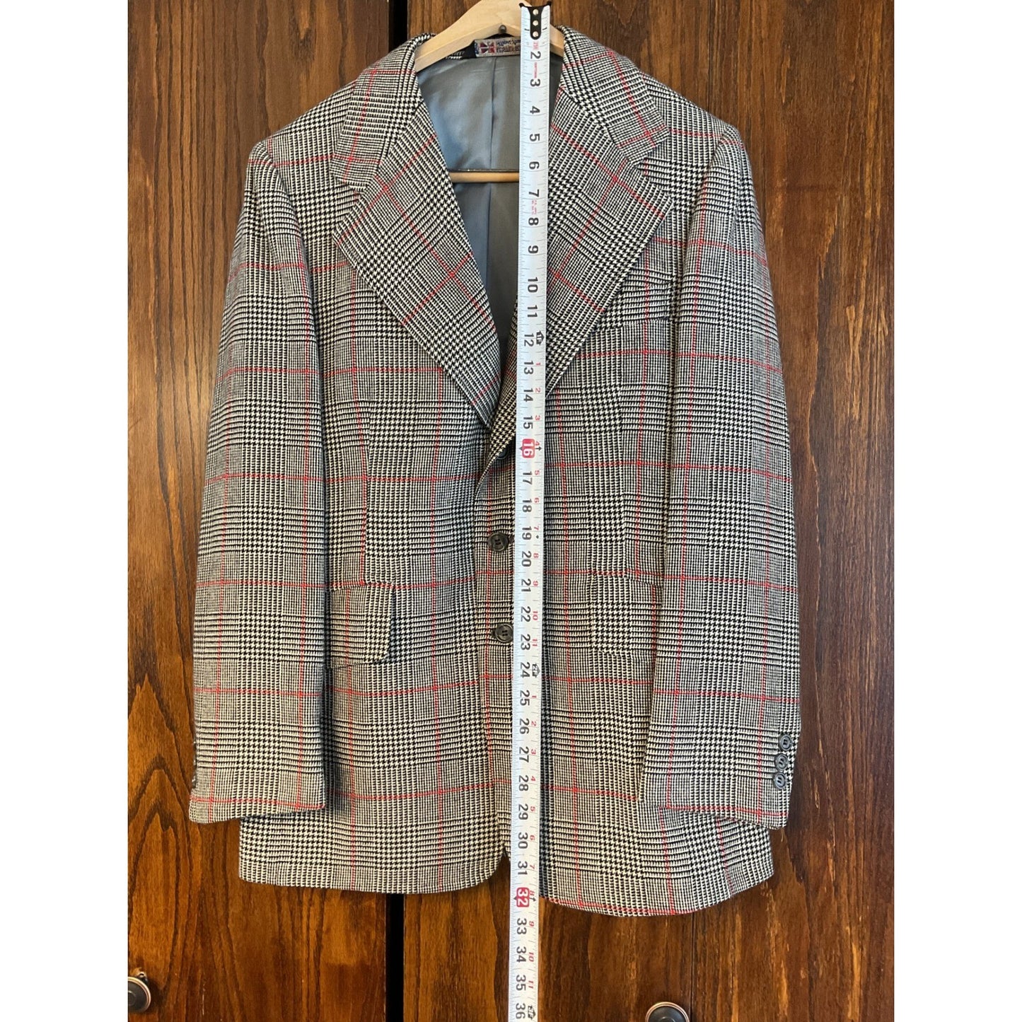 Red and Houndstooth Plaid Wool Suit Set