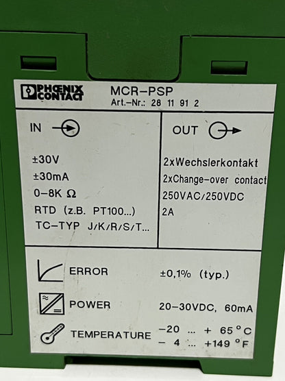 Phoenix Contact TRESHOLD SWITCH MCR-PSP Type No 2811912 Limit Switch