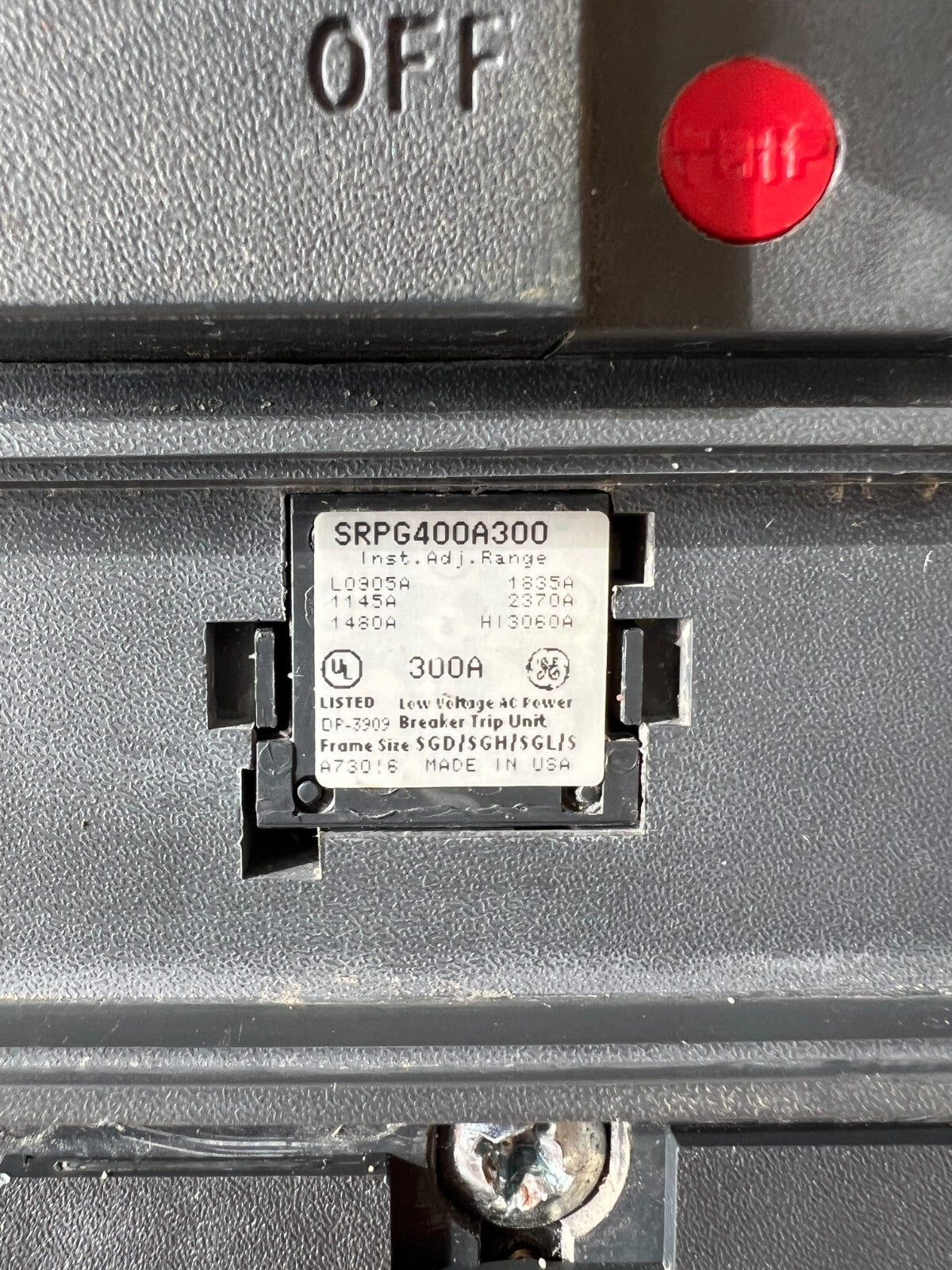 GE SGHA36AT0400 300/400A Circuit Breaker 3P SRPG400A300 Untested