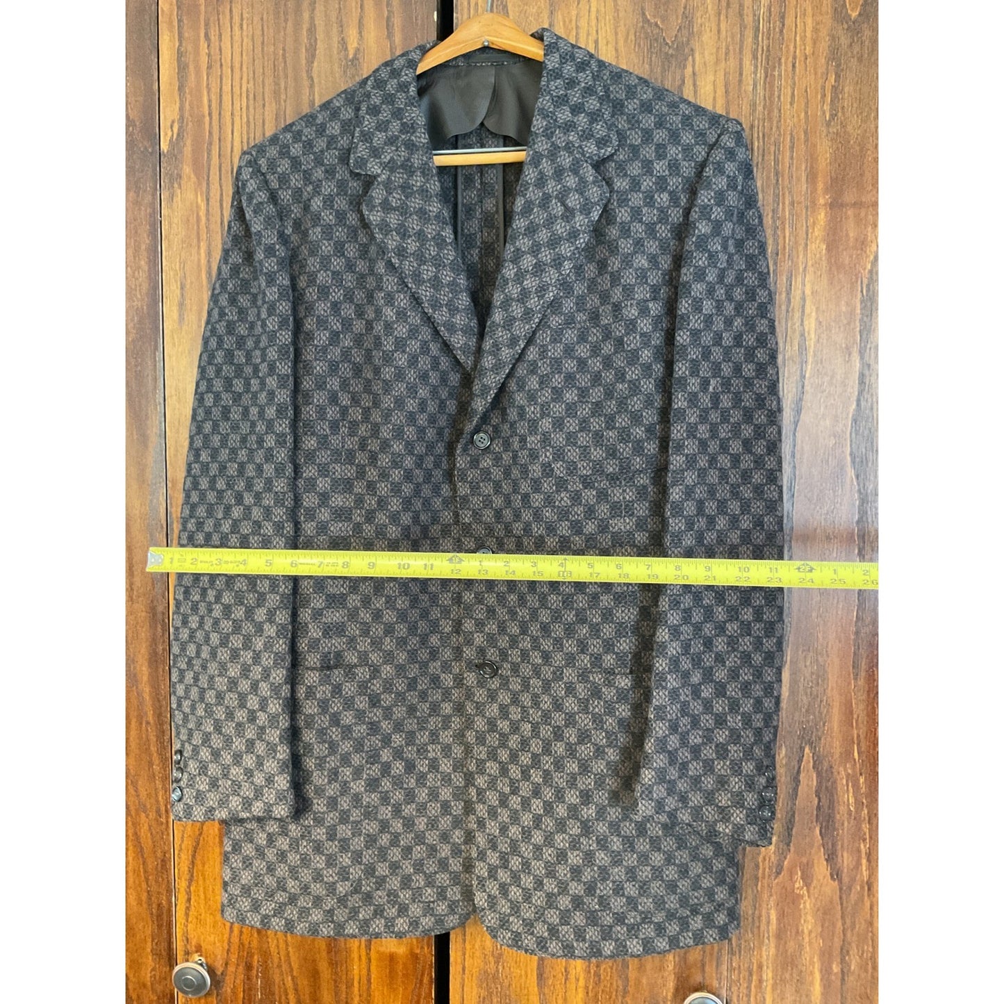 Brown Checkered Outdoor Wool Coat Size 40 Long