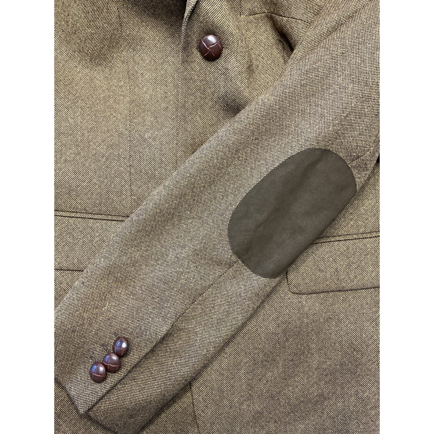 Olive Steinbock Wool Taupe Blazer with Suede Elbow Patches