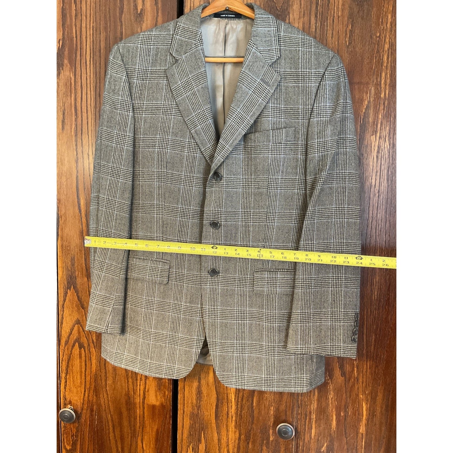 Marshall Fields Pure New Lamb's Wool Blue and Grey Plaid Blazer - 1998