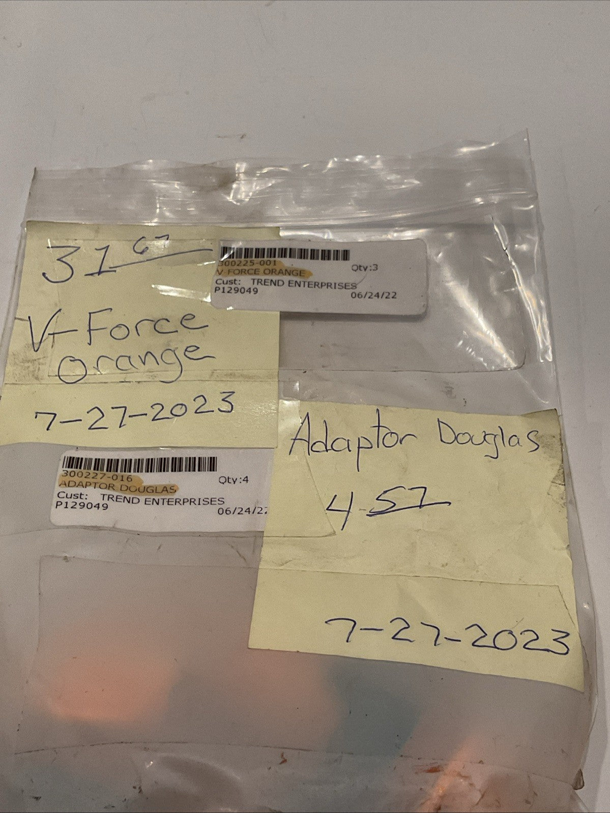 QTY 3-Crown Float Assembly - Orange, V-Force PN-300225-001 (3) & 300227-016 (4)