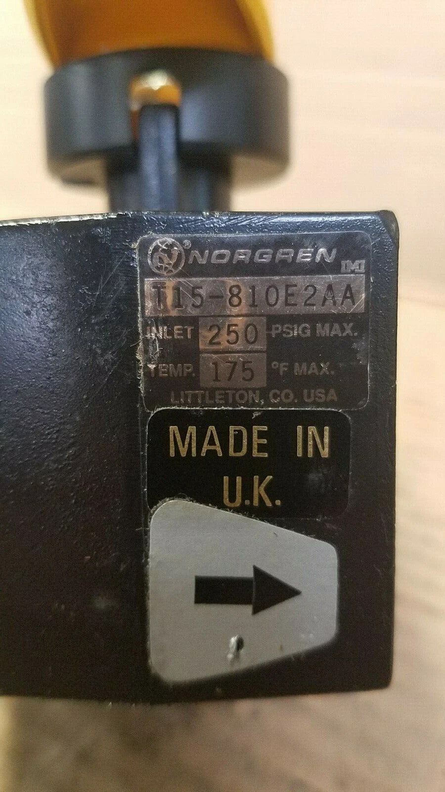 NORGREN #T15-810E2AA  INLET VALVE (250 PSIG MAX.)